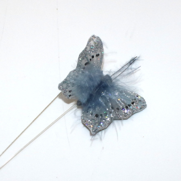 Sommerfugl - Sølv - 6 x 4 cm