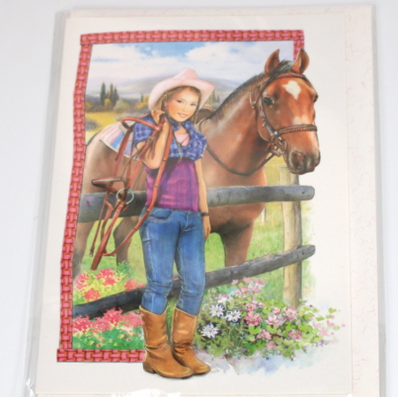 Billede af Kort med kuvert - Cowboy pige med hest hos Mystone