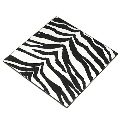 6: Plastfad m/zebra striber  - Sort/Hvid - 24 cm x 24 cm