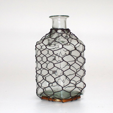 7: Flaskevase - Med trådnet - 17 cm