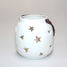 Fyrfadstage - Hvid keramik med stjerner