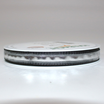 Satinbånd - 10 mm x 1 meter - Sort og sølv