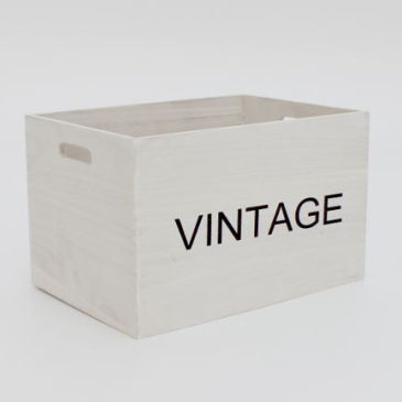 Trækasse - Vintage - Hvid - 37 x 26 x 23 cm