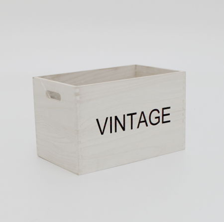 Trækasse - Vintage - Hvid - 32 x 20 x 20 cm