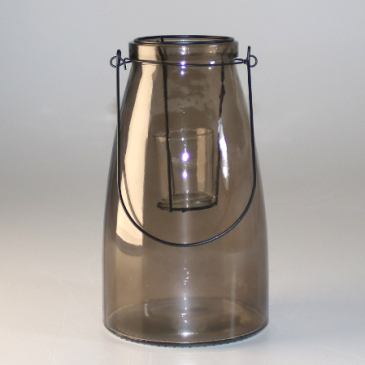 Hurricane Vase - 26 x 15 cm - røgfarvet glas